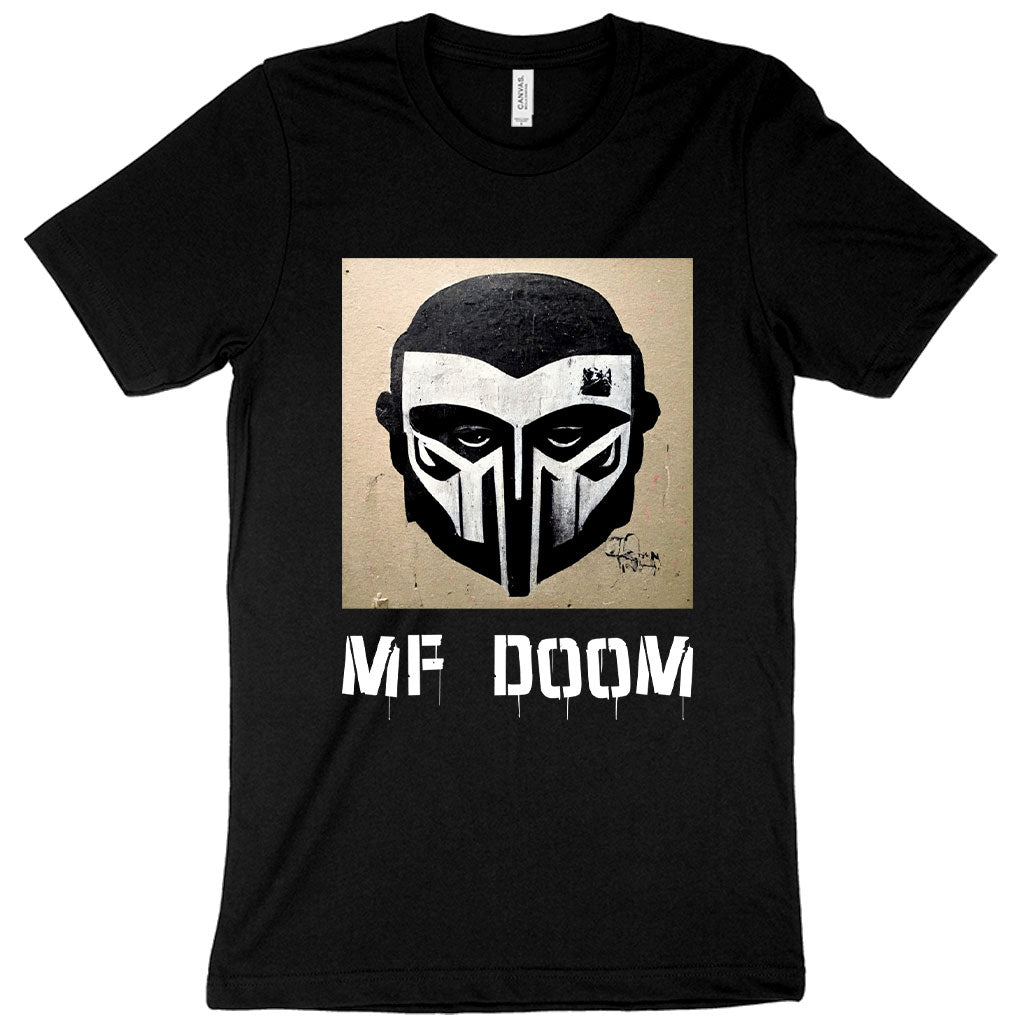 Graphic MF Doom T-Shirt featuring a classic design, made from soft and breathable fabric, available in various sizes.