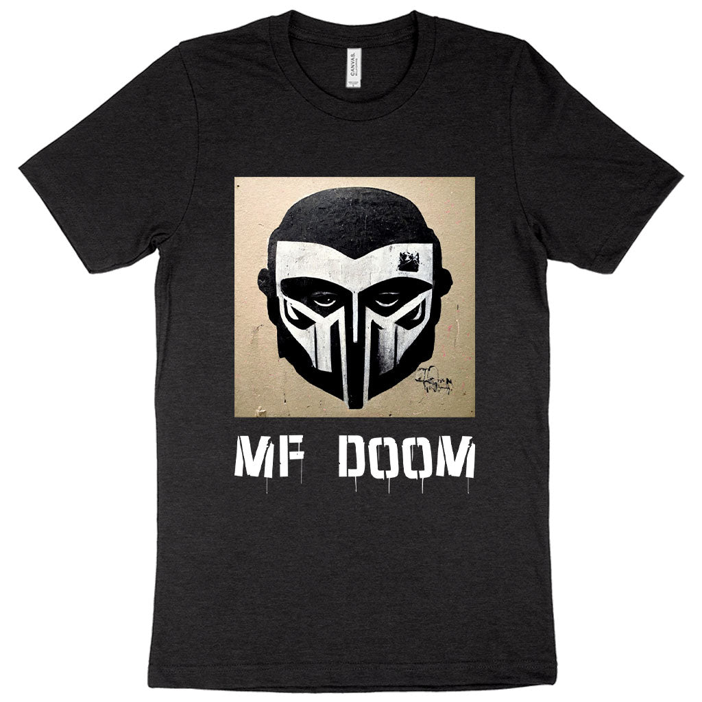 Graphic MF Doom T-Shirt featuring a classic design, made from soft and breathable fabric, available in various sizes.