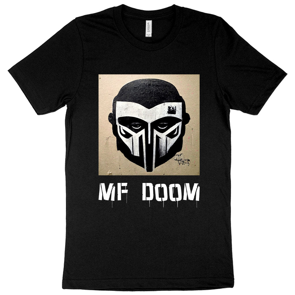 Graphic MF Doom T-Shirt featuring a classic design, made from soft and breathable fabric, available in various sizes.