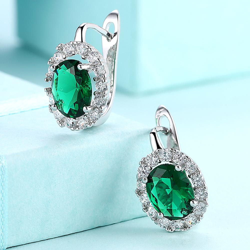 Elegant Green Elements Leverback Earrings in 18K white gold with certified crystals, showcasing a sophisticated design.