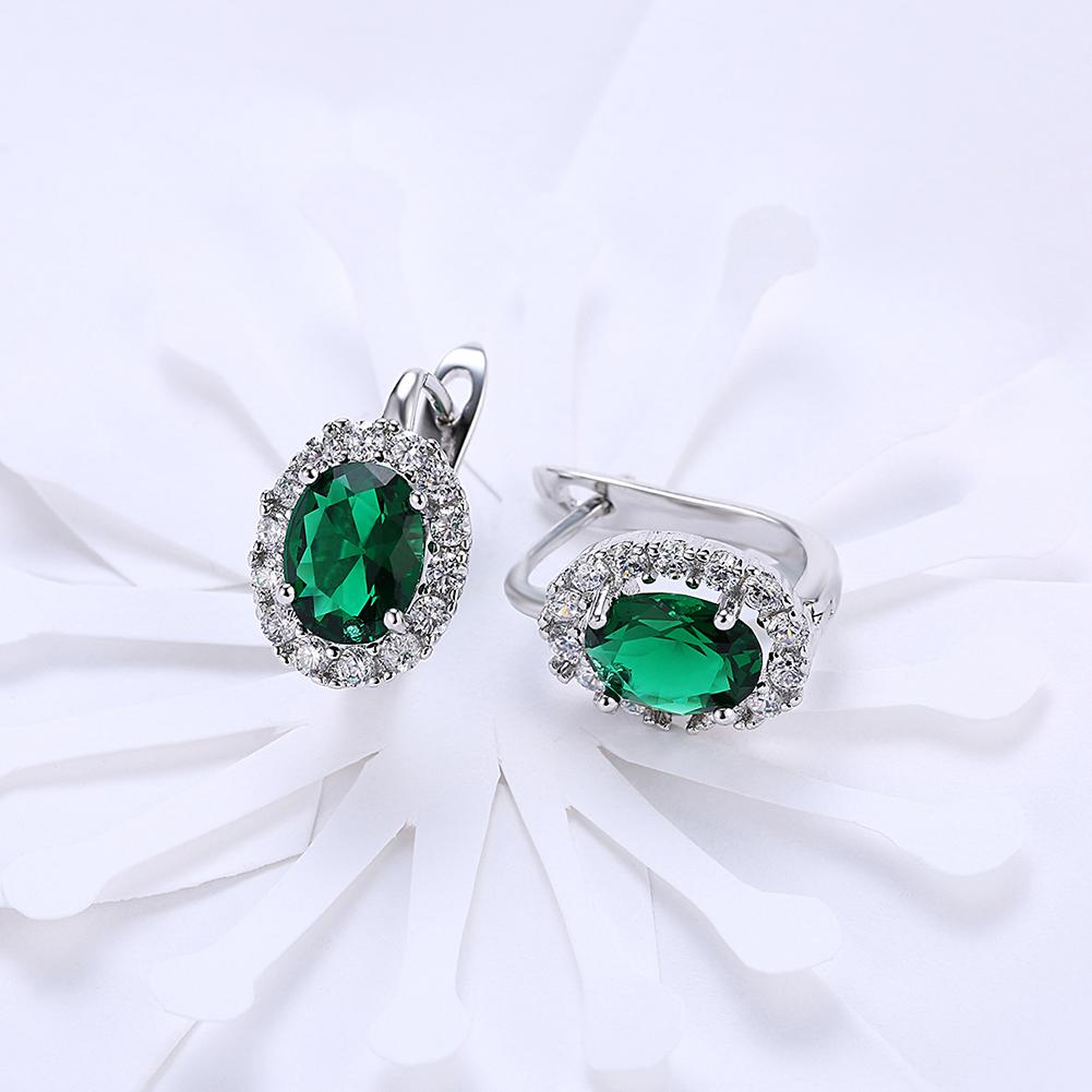 Elegant Green Elements Leverback Earrings in 18K white gold with certified crystals, showcasing a sophisticated design.