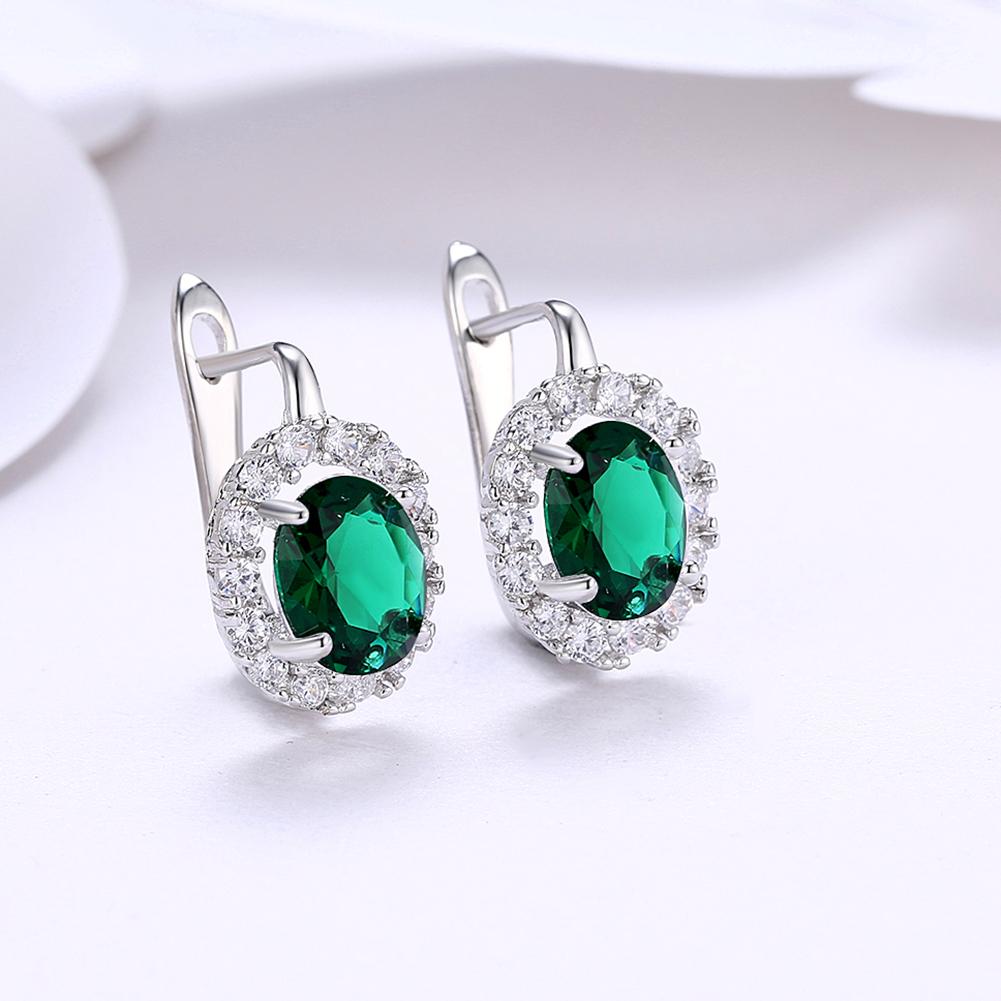 Elegant Green Elements Leverback Earrings in 18K white gold with certified crystals, showcasing a sophisticated design.