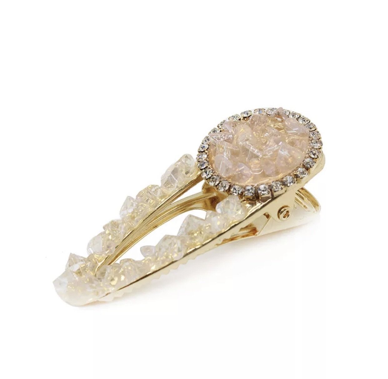 A luxurious Hailie Barrette hair clip with sparkling accents, perfect for adding elegance to any hairstyle.