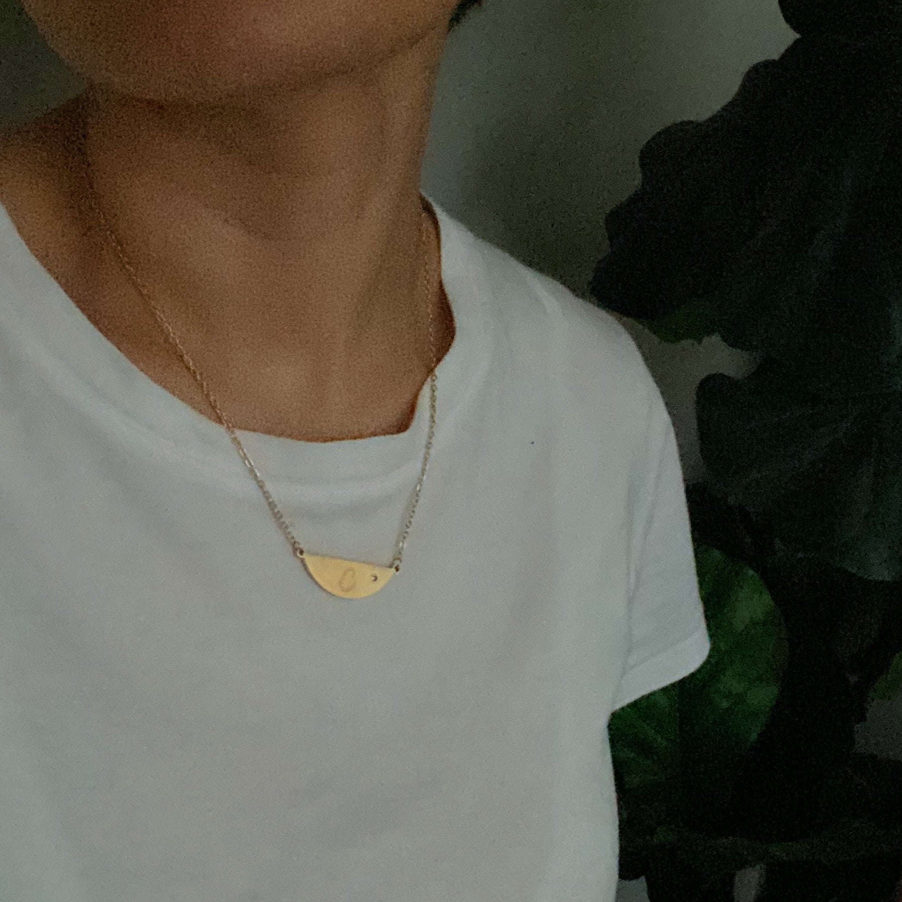 Hamilton Sphere Initial Necklace featuring a modern pendant design with an engraved initial and a brushed finish.