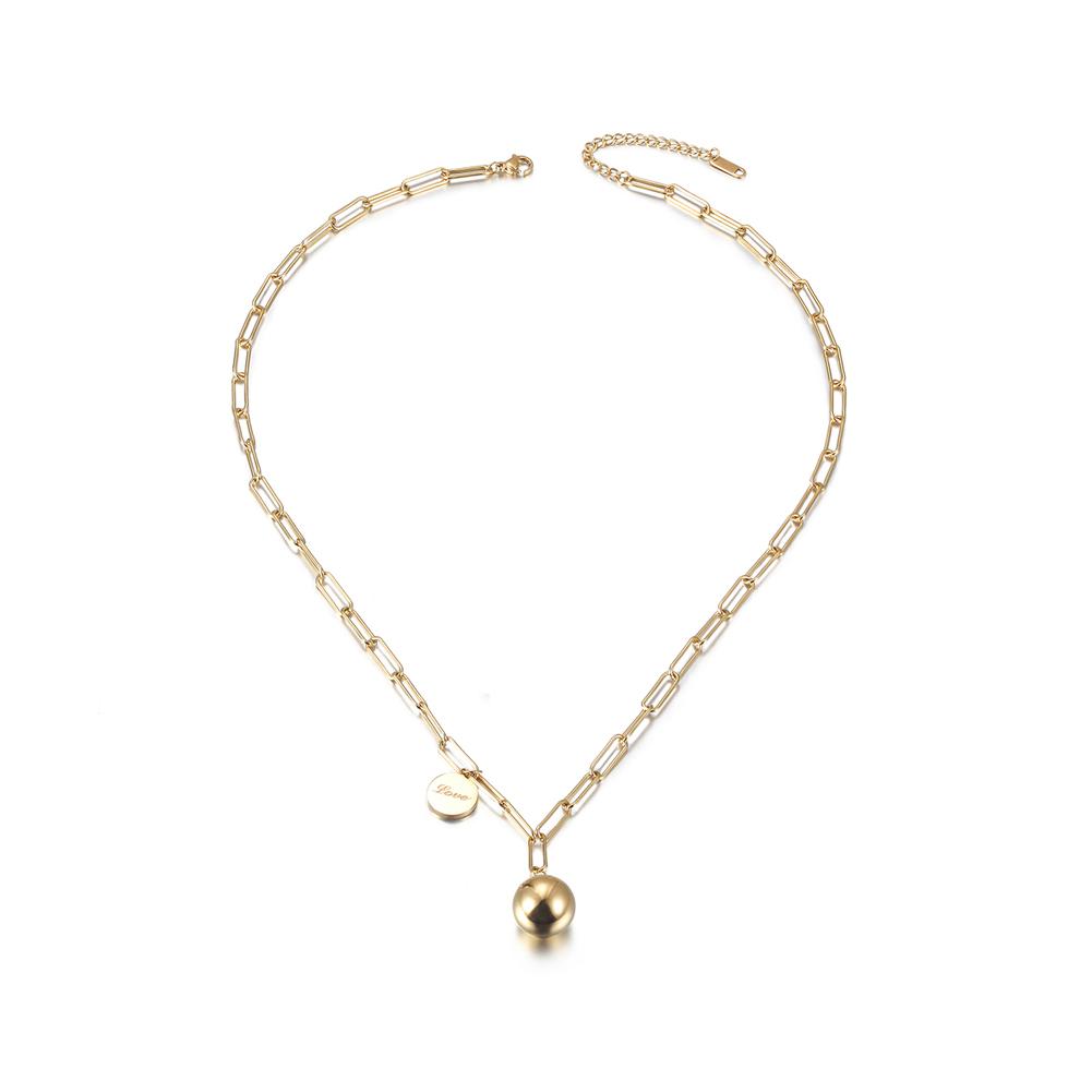 Happiness Dainty Ball Pendant Necklace in 14K gold PVD plated stainless steel, featuring a delicate ball pendant.