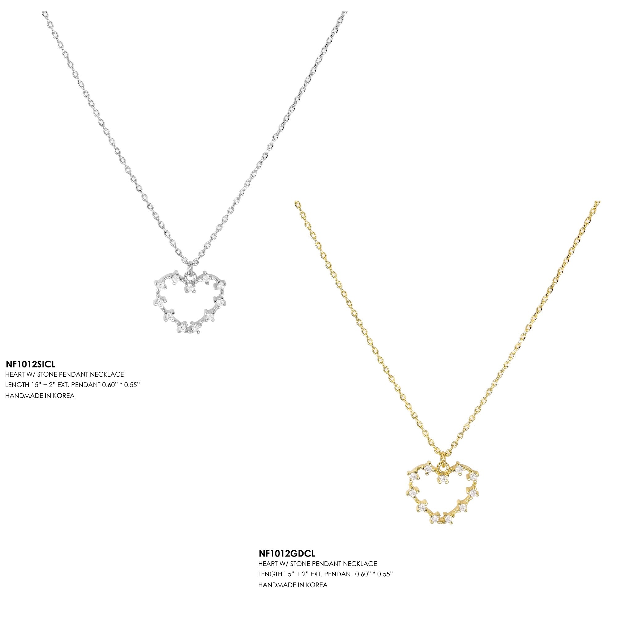 Heart Stone Pendant Necklace by DOBBI in various colors, featuring a heart-shaped pendant made of alloy and glass.