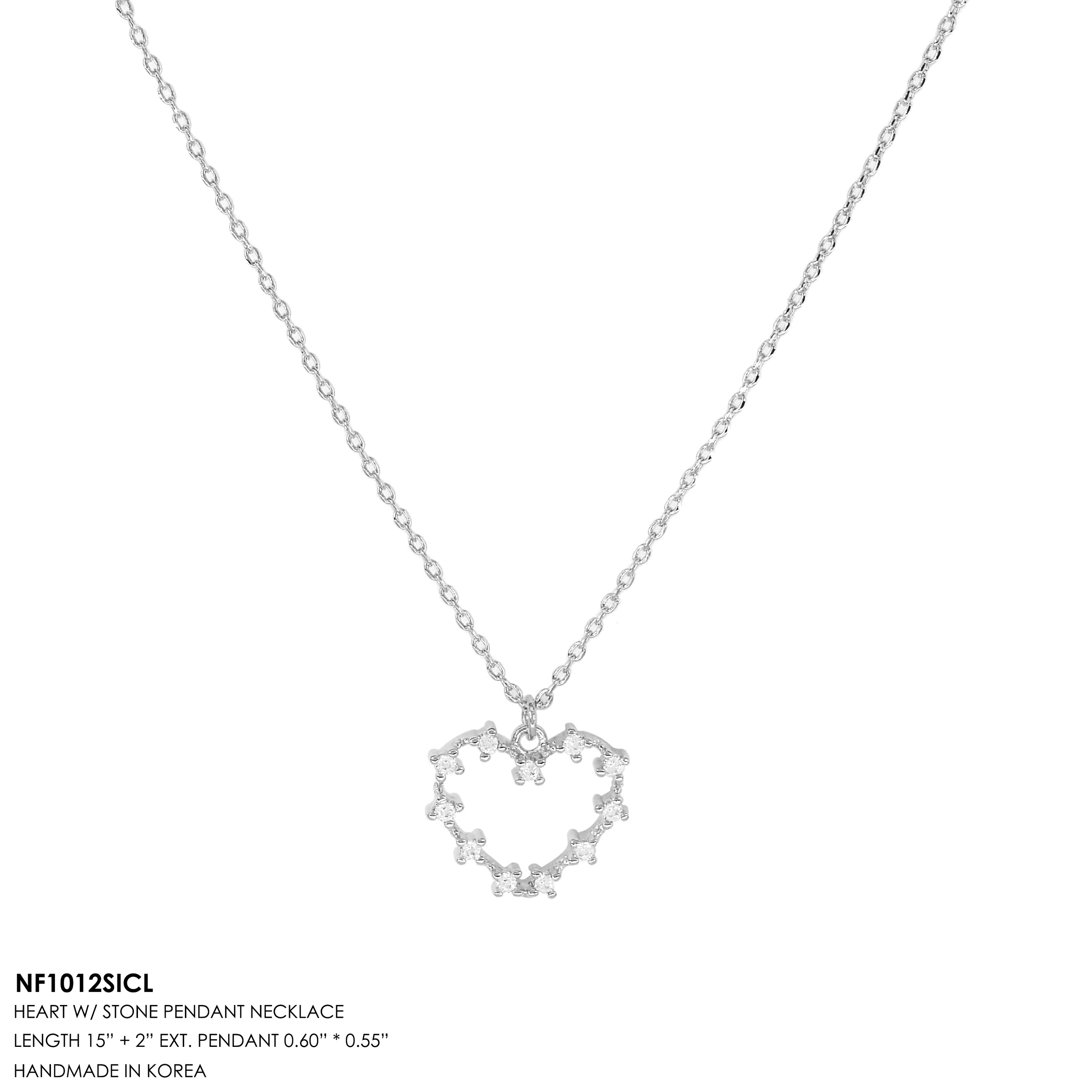 Heart Stone Pendant Necklace by DOBBI in various colors, featuring a heart-shaped pendant made of alloy and glass.