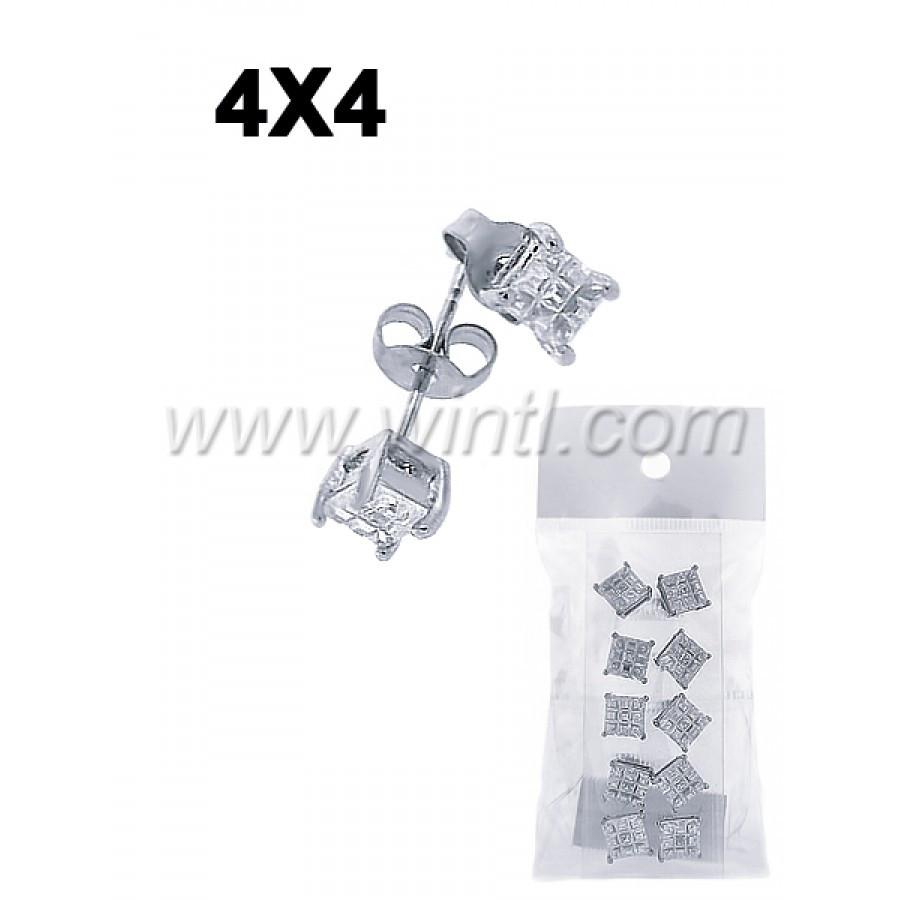 A set of five pairs of Hip Hip Diamond Stud Earrings in sterling silver with sparkling cubic zirconia stones, showcasing various styles.