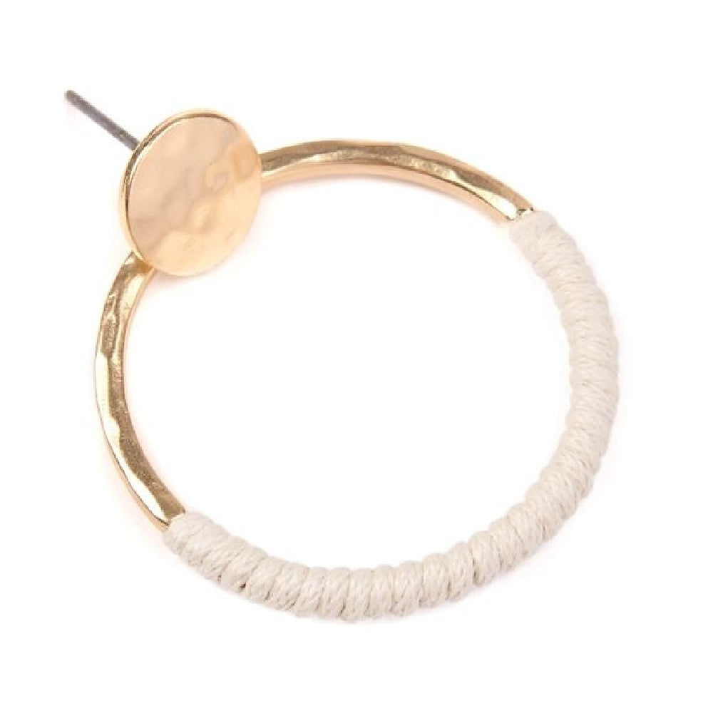 Colorful Hoop Thread Wrapped Post Back Earrings displayed elegantly, showcasing their unique design and vibrant colors.