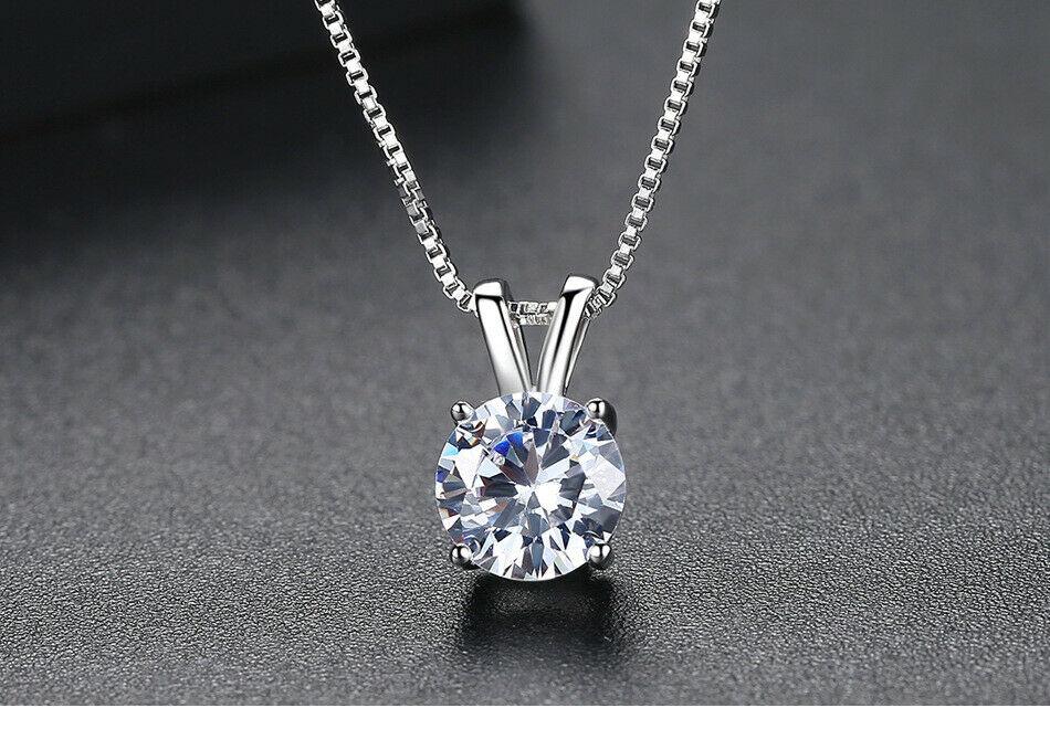 Elegant 'I Love You Forever and Always' Heart Necklace with genuine crystals, 18K white gold plating, and a box chain design.