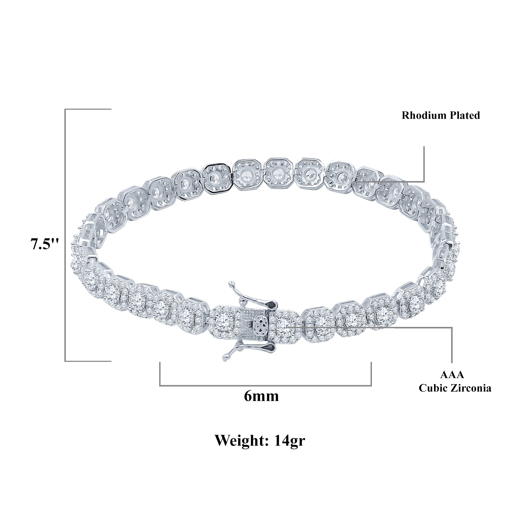 ICECUBE 6 MM Square Tennis Bracelet featuring high-quality cubic zirconia stones in a prong setting, elegantly designed for a luxurious look.