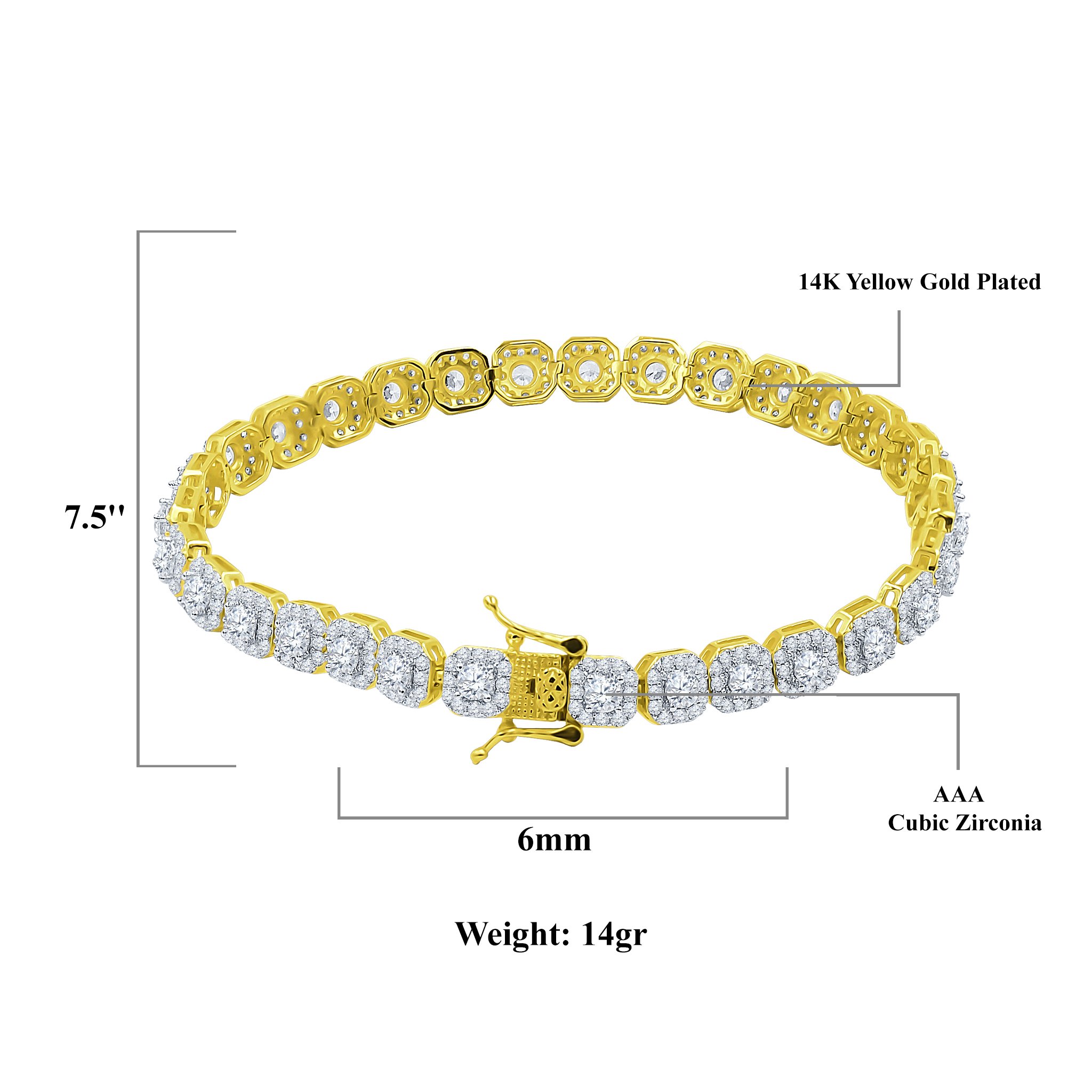 ICECUBE 6 MM Square Tennis Bracelet featuring high-quality cubic zirconia stones in a prong setting, elegantly designed for a luxurious look.