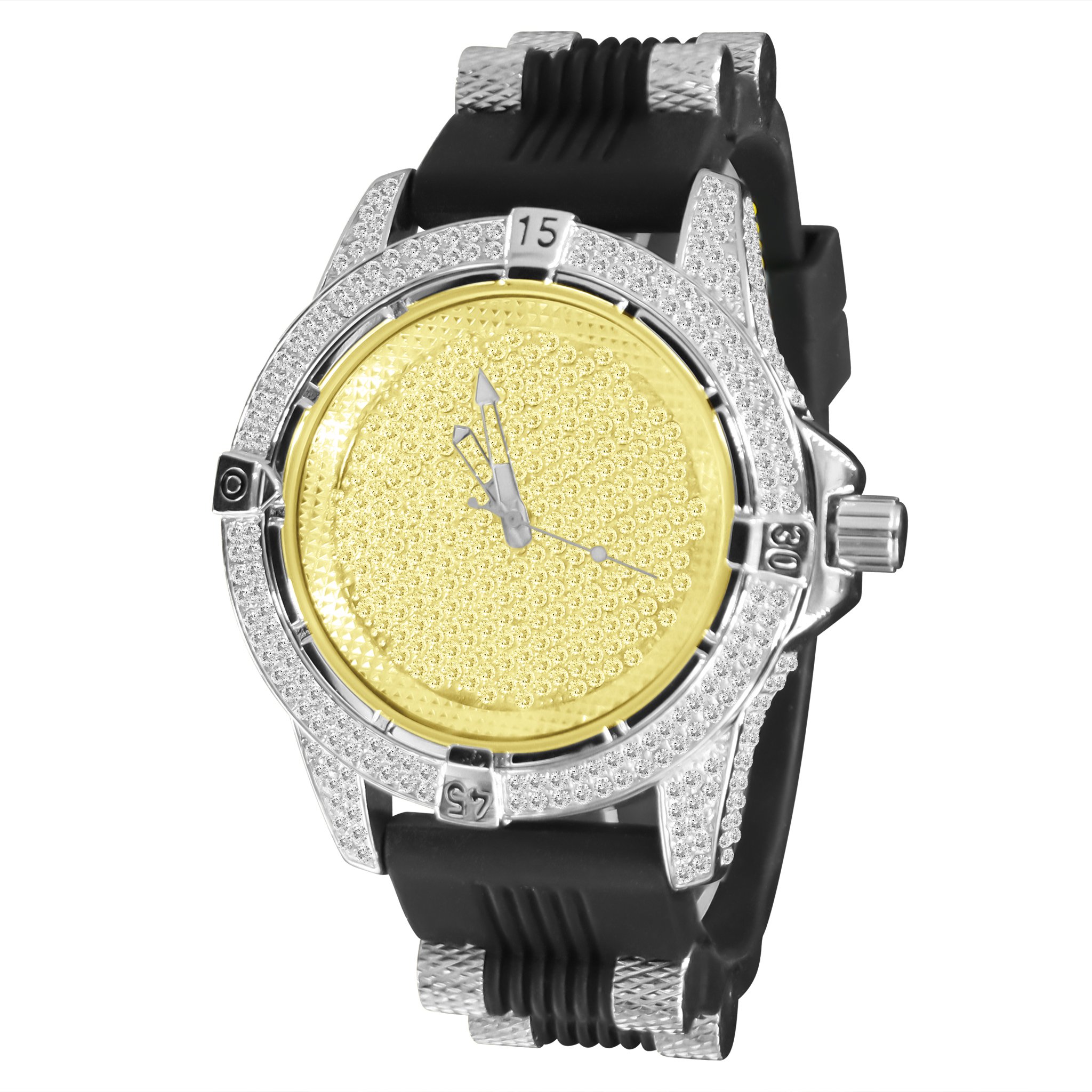 IceMaster Bling Leatherband watch featuring an iced-out bezel with CZ stones, durable leather band, and solid alloy construction.