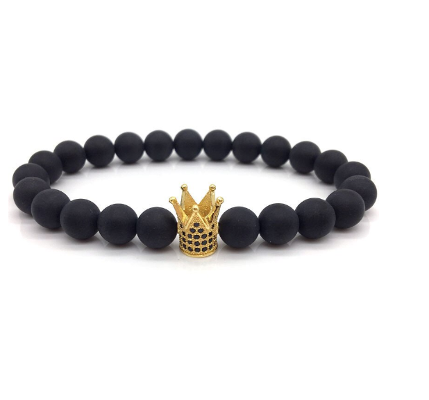 Illustrious Steel Bracelet CZ featuring white impression pellets and black polished crown bezels, showcasing a stylish and masculine design.