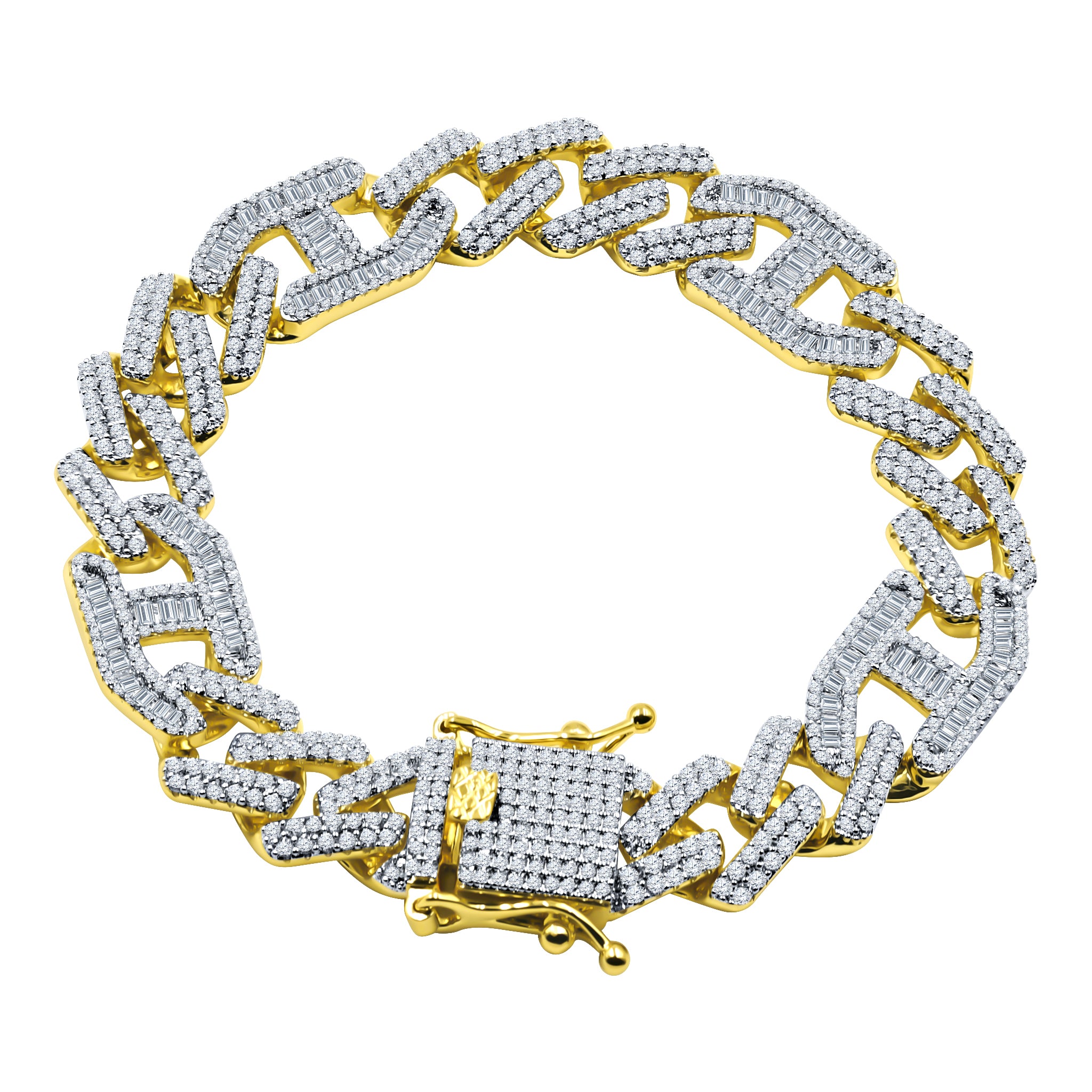 INGRESS Brass 12MM 7.5" CZ Bracelet featuring AAA cubic zirconia in a classic chain design, available in rhodium and gold plating.