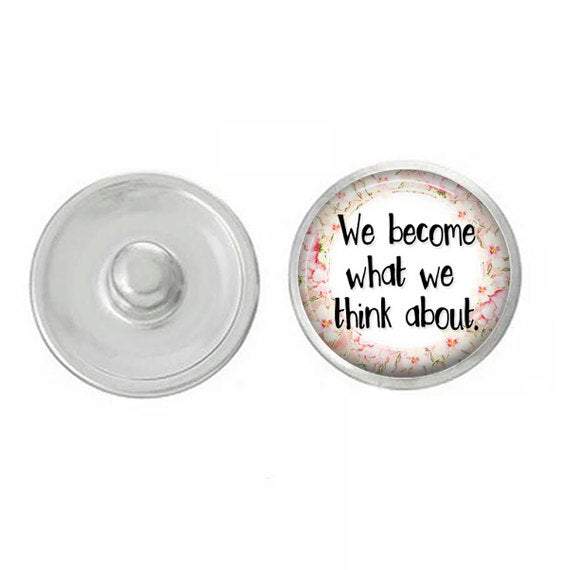 Inspirational snap jewelry featuring the phrase 'She Believed She Could So She Did', designed for interchangeable use with various snap bases.