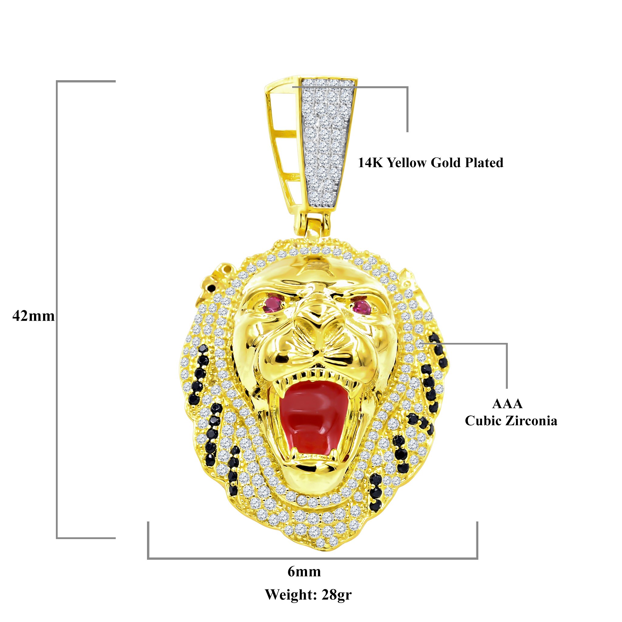 IRATE Silver Pendant featuring a fierce tiger design with cubic zirconia stones, crafted from 925 sterling silver.