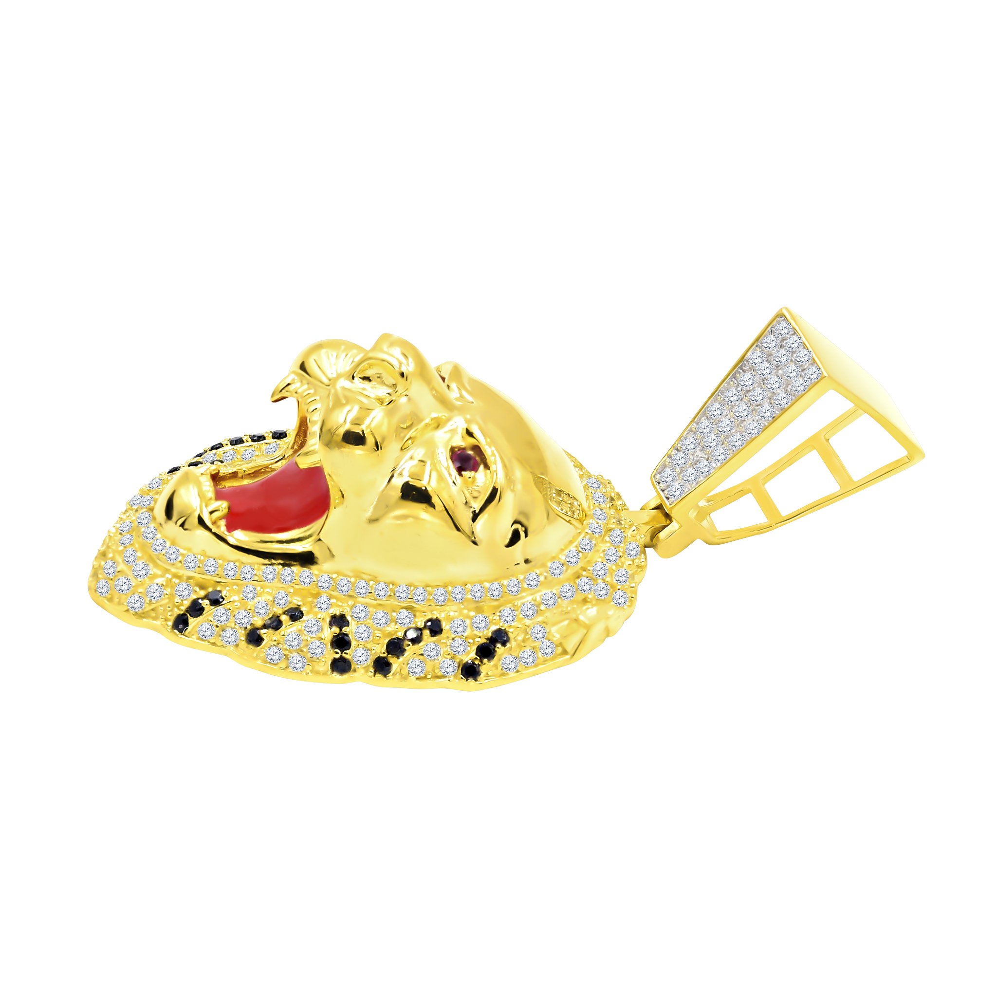 IRATE Silver Pendant featuring a fierce tiger design with cubic zirconia stones, crafted from 925 sterling silver.