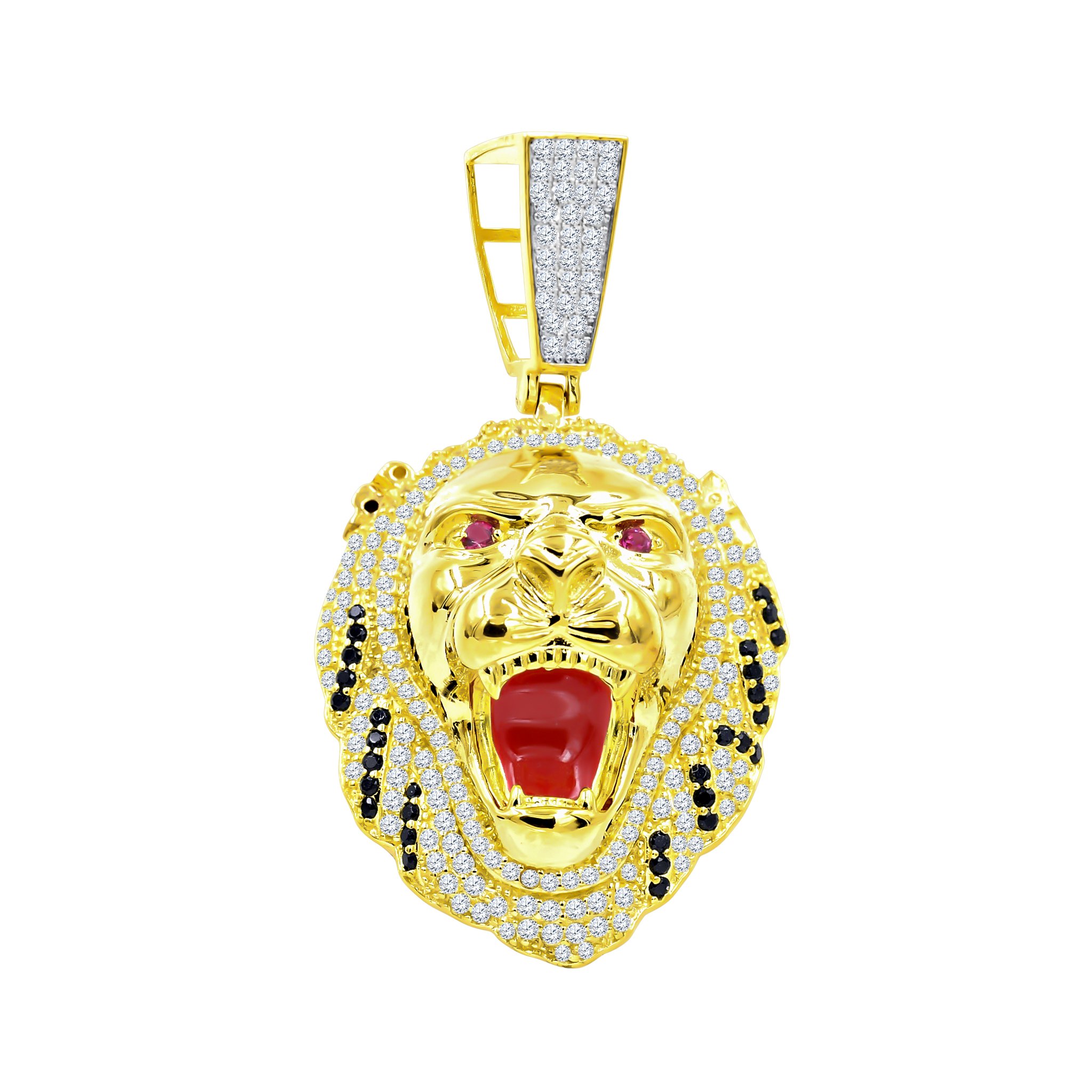 IRATE Silver Pendant featuring a fierce tiger design with cubic zirconia stones, crafted from 925 sterling silver.