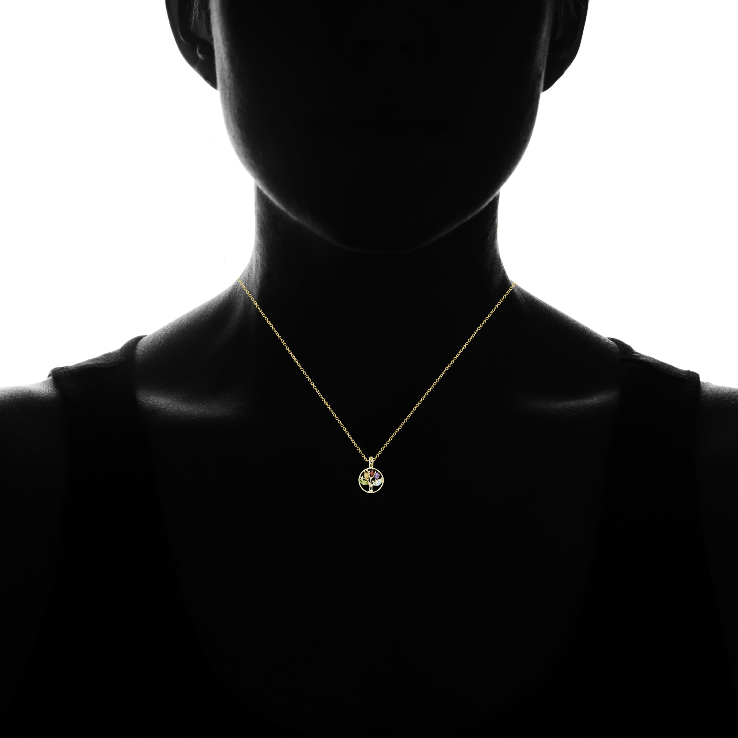 Iridescent Tree of Life Amethyst Crystal Disc Pendant Necklace featuring 14K gold plating and a stunning purple amethyst crystal.