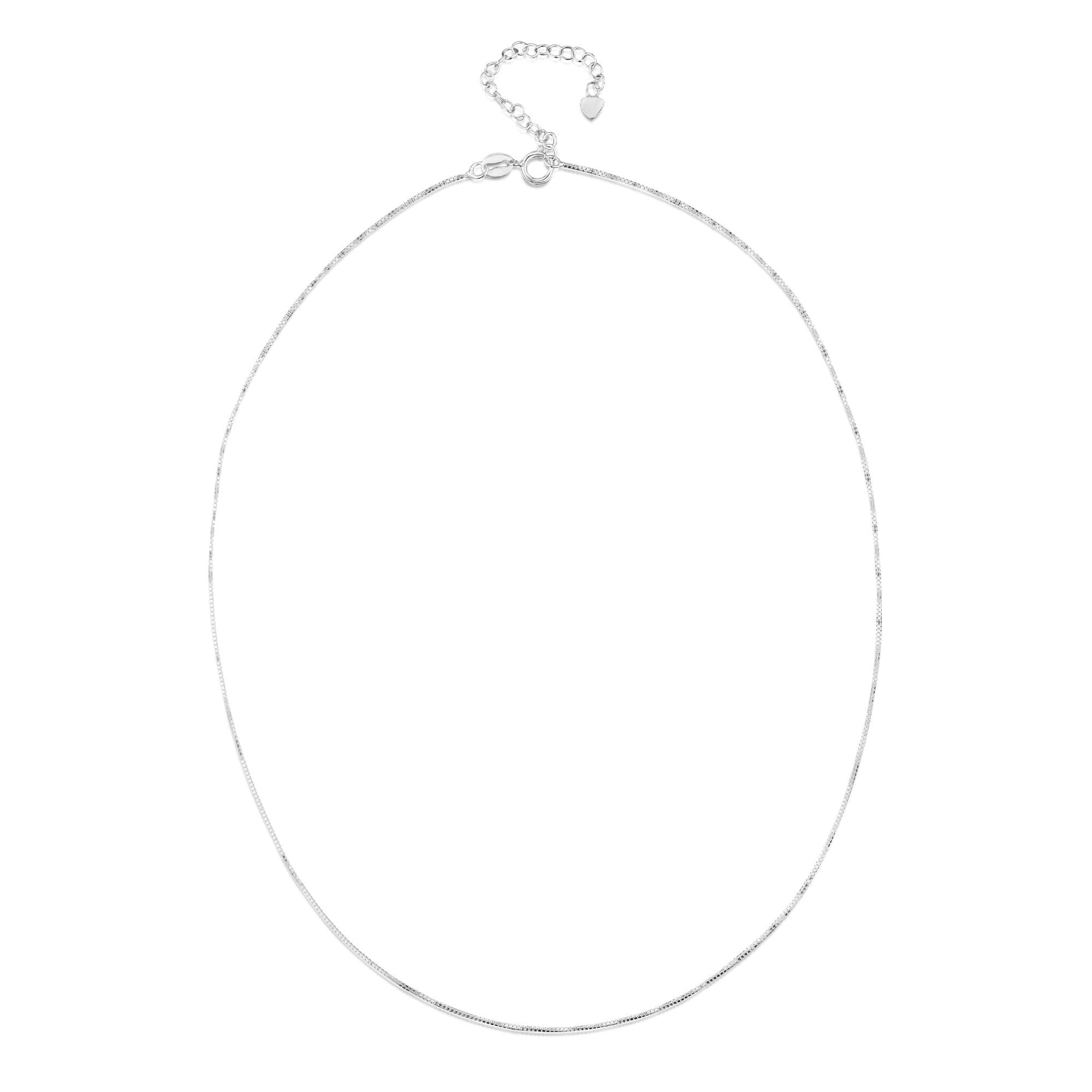 Italian Sterling Silver .925 Chain with anti-tarnish coating, featuring a 2 inch extender for adjustable sizing.