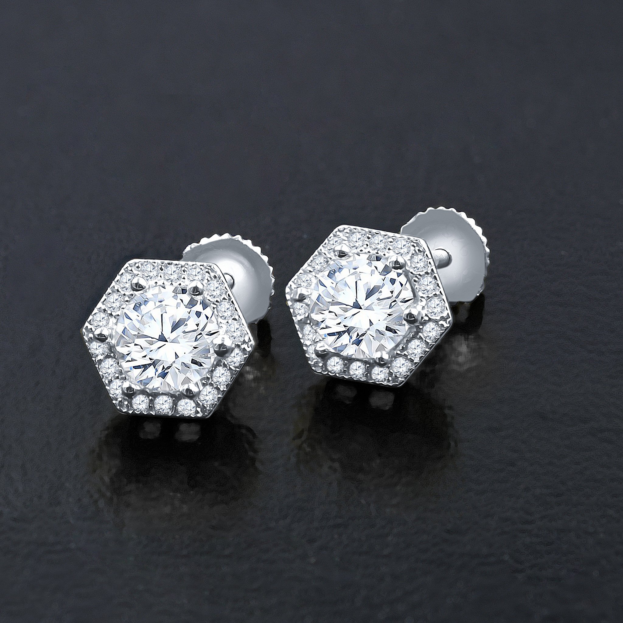 JAUNTY Screw Back Earrings featuring 925 sterling silver and cubic zircon stones, elegantly designed for versatile wear.