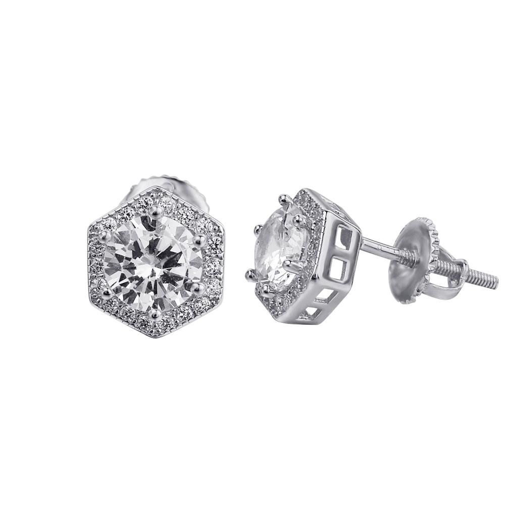 JAUNTY Screw Back Earrings featuring 925 sterling silver and cubic zircon stones, elegantly designed for versatile wear.