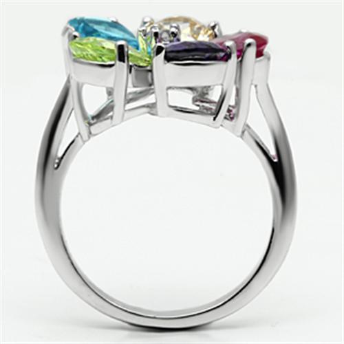 Jessyca Cocktail Ring featuring rhodium brass and multi-color AAA CZ stones, elegantly designed for a stunning look.