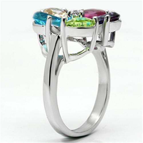 Jessyca Cocktail Ring featuring rhodium brass and multi-color AAA CZ stones, elegantly designed for a stunning look.