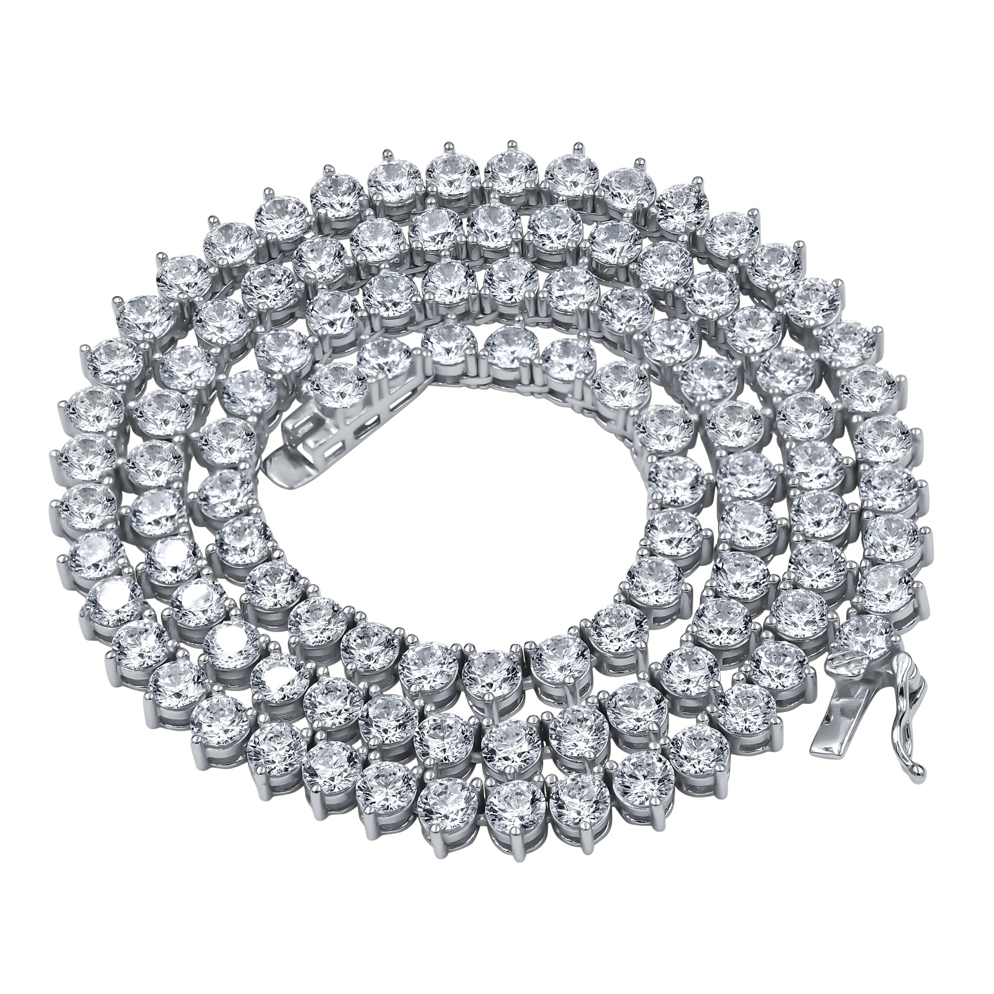 KAUNIS 4MM Chain made of 925 sterling silver with sparkling cubic zirconia stones, showcasing its elegant design.