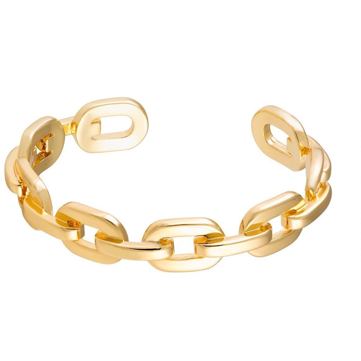 Large Kaye Link Bracelet featuring 18k gold plating over stainless steel, showcasing a luxurious and trendy design.
