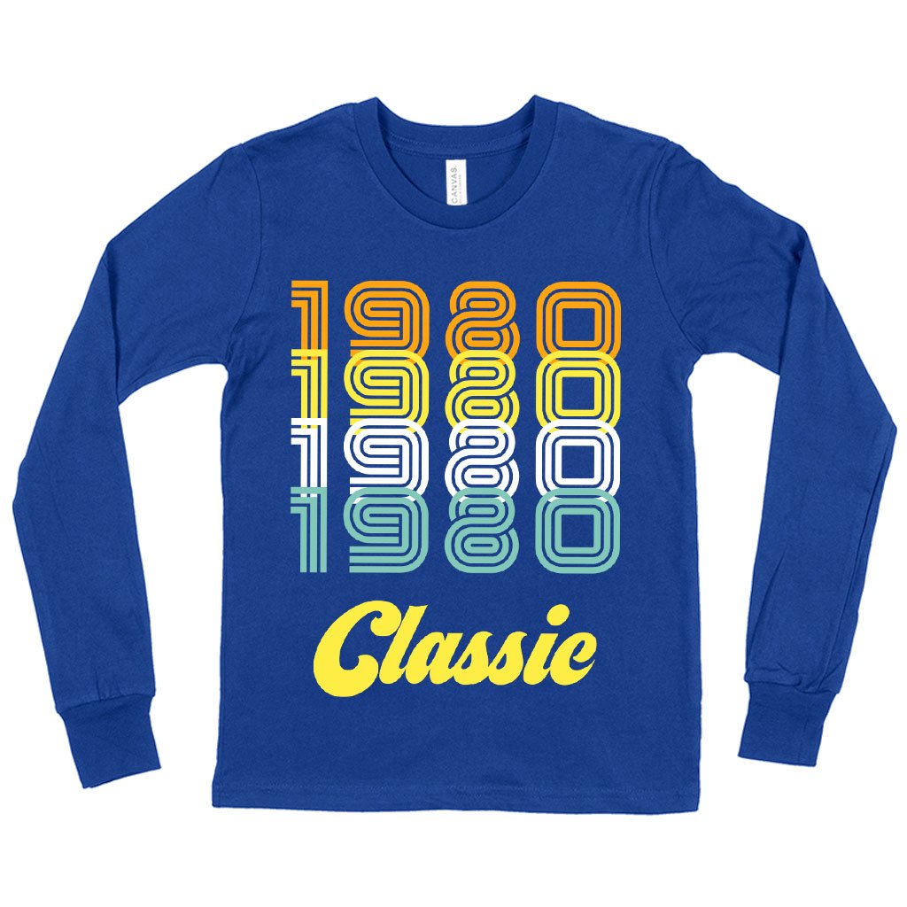Kids' 1980 Classic Long Sleeve T-Shirt in vibrant colors, showcasing a comfortable fit and classic crew neck design.