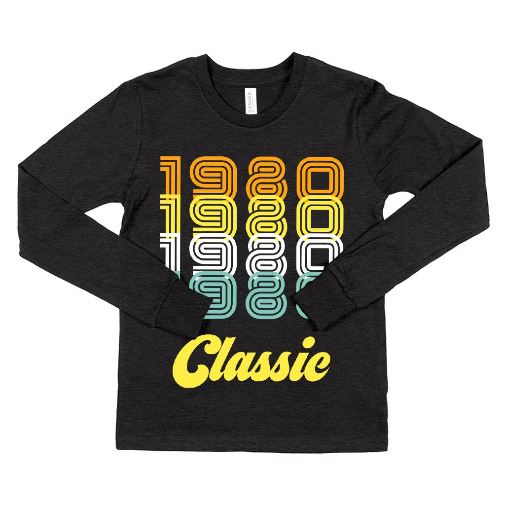 Kids' 1980 Classic Long Sleeve T-Shirt in vibrant colors, showcasing a comfortable fit and classic crew neck design.