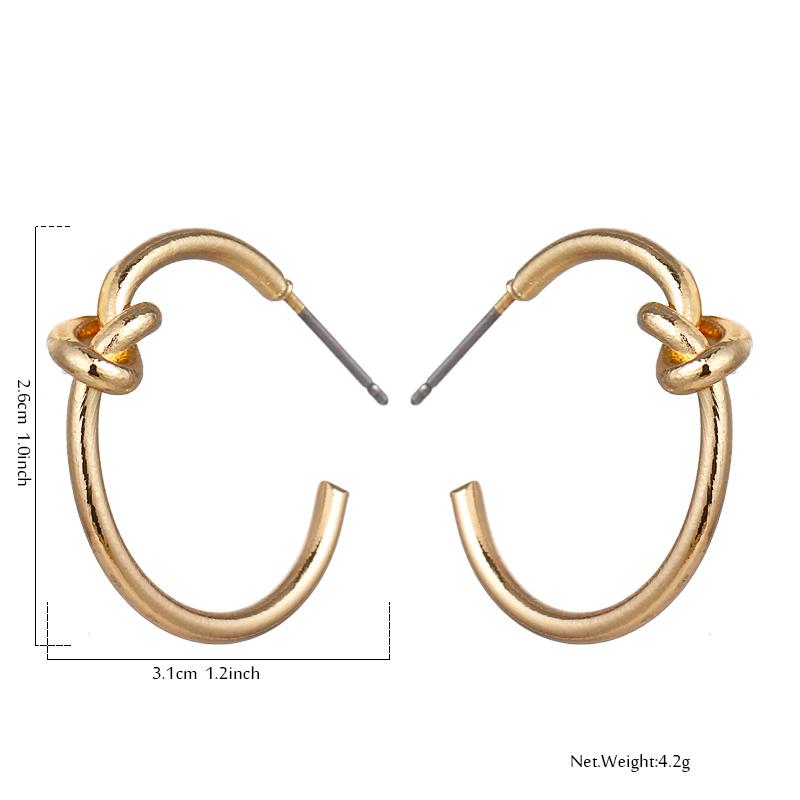 Elegant gold friendship knot hoop earrings with a shiny finish, perfect for any outfit.