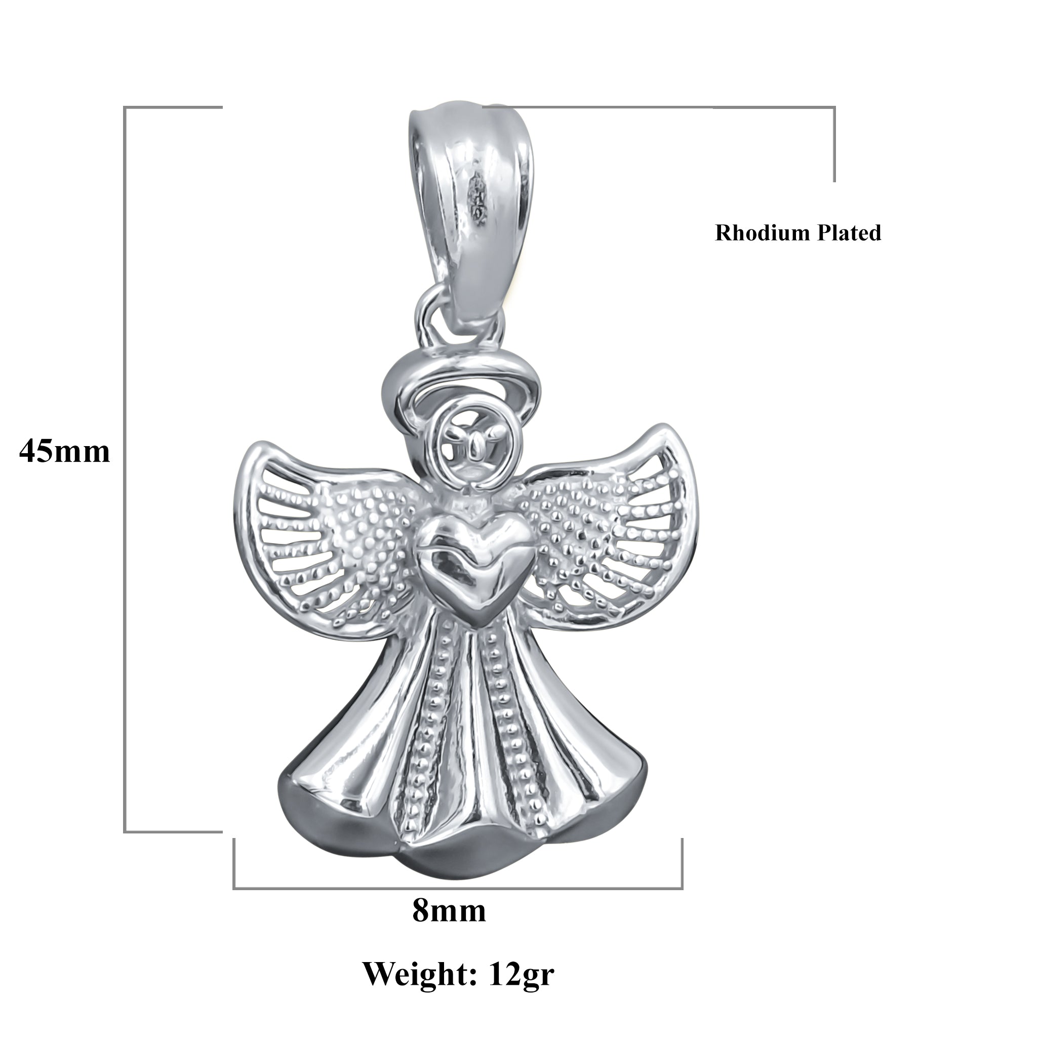 LAETUS Sterling Silver Pendant featuring a sleek design, 45 MM length, and 8 MM width, crafted from high-quality 925 sterling silver.