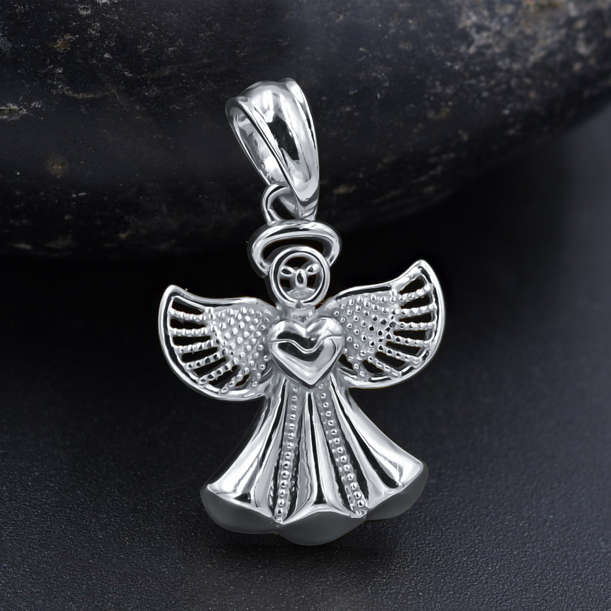 LAETUS Sterling Silver Pendant featuring a sleek design, 45 MM length, and 8 MM width, crafted from high-quality 925 sterling silver.