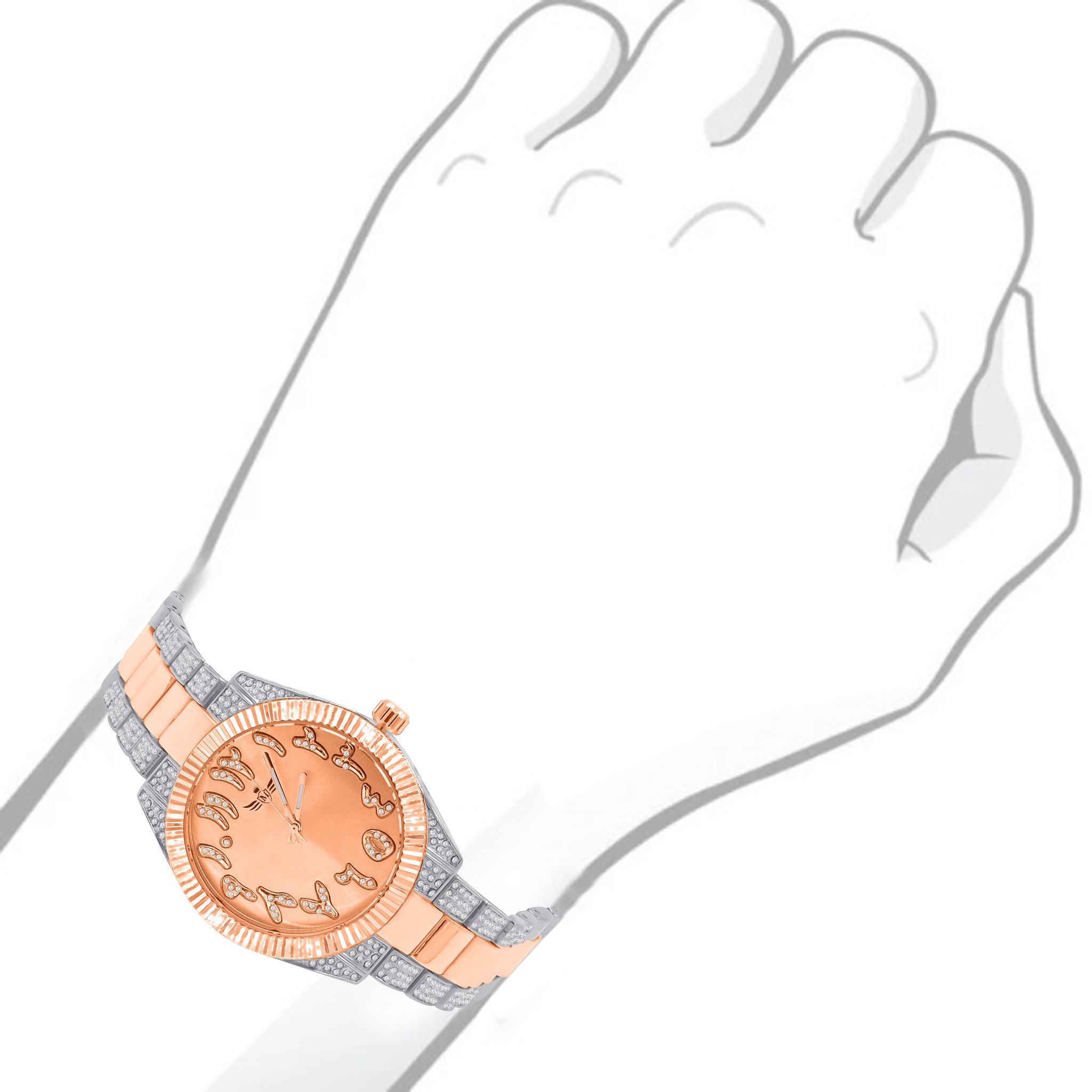 LAMBENCY Watch Set featuring a stylish slatey design with CZ stone embellishments and adjustable metal strap.