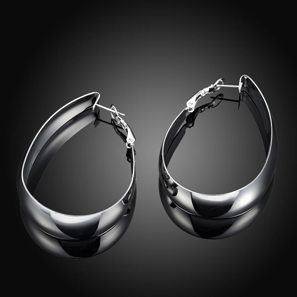 Large Cut Hoop Earring in 18K White Gold Plated, showcasing elegant design and hypoallergenic features.