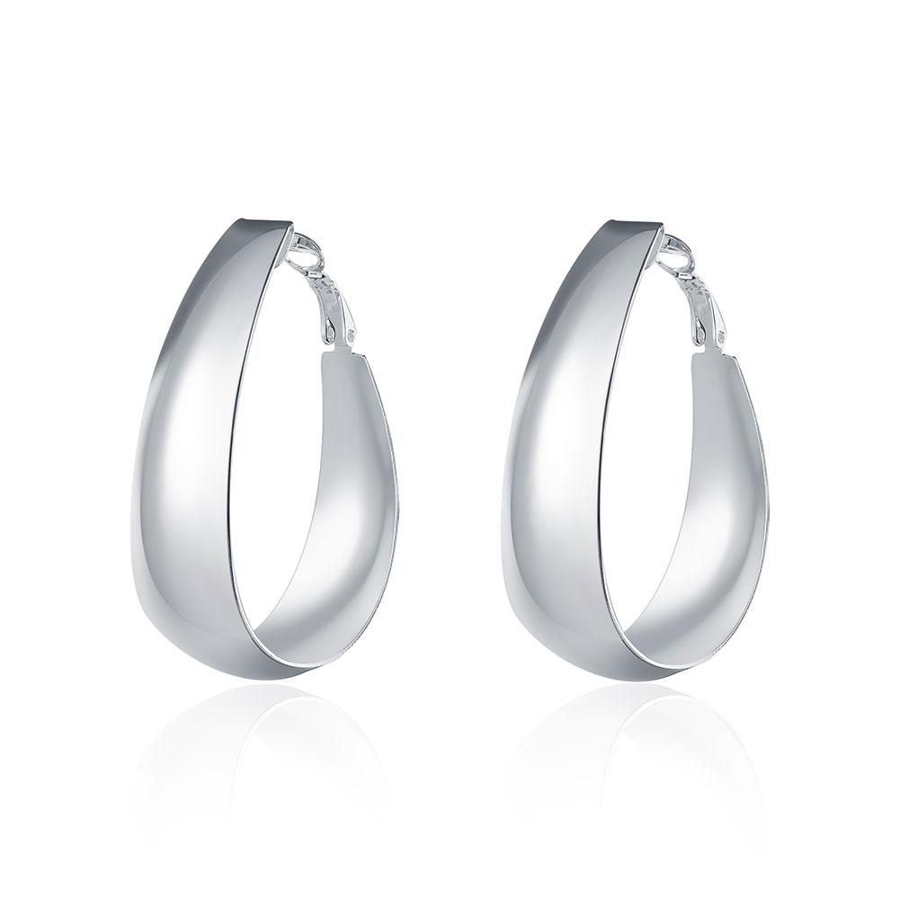 Large Cut Hoop Earring in 18K White Gold Plated, showcasing elegant design and hypoallergenic features.