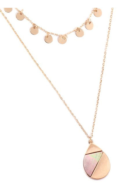 Layered Dainty Round Pendant Necklaces Set by DOBBI in various colors, showcasing elegant design and adjustable length.