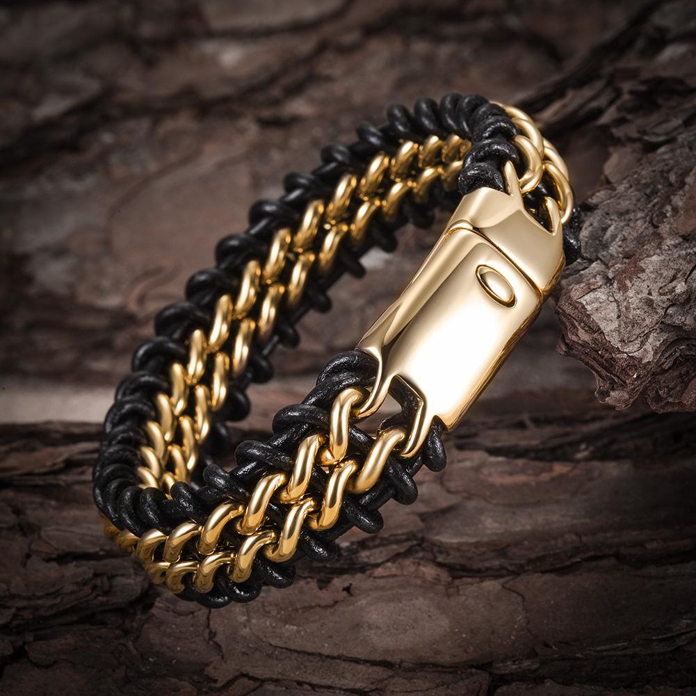 Stylish leather bracelet featuring a secure magnet clasp, crafted from durable materials for everyday wear.
