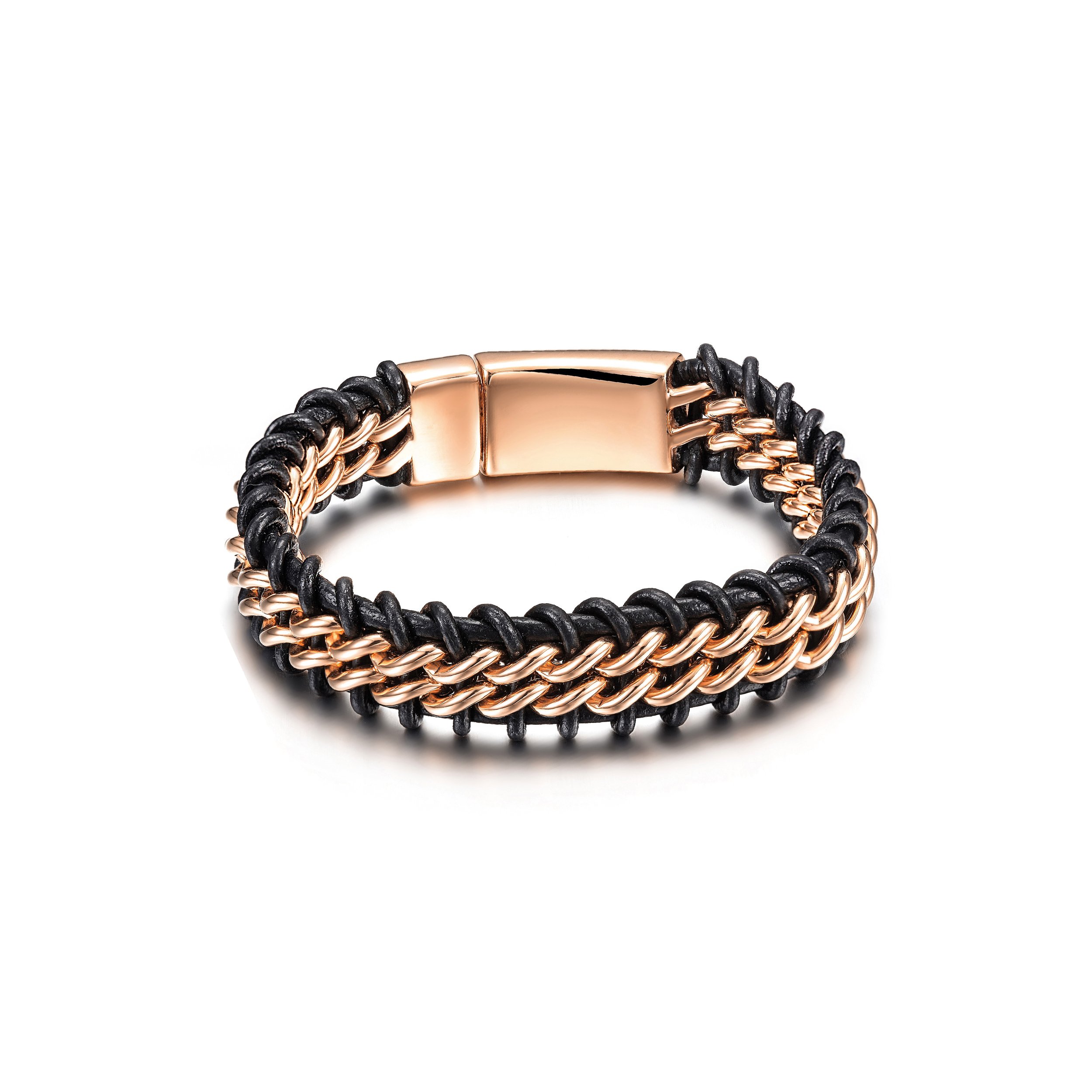 Stylish leather bracelet featuring a secure magnet clasp, crafted from durable materials for everyday wear.