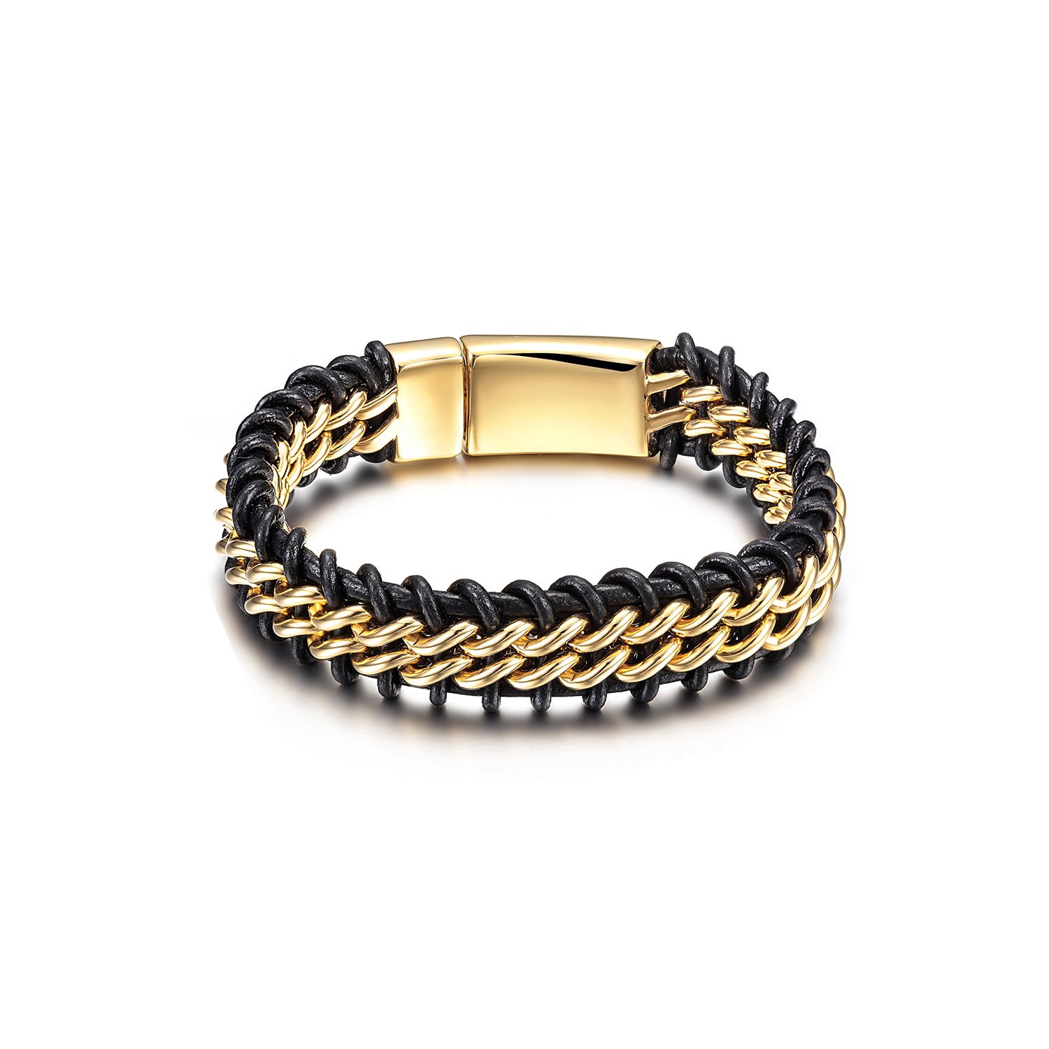 Stylish leather bracelet featuring a secure magnet clasp, crafted from durable materials for everyday wear.