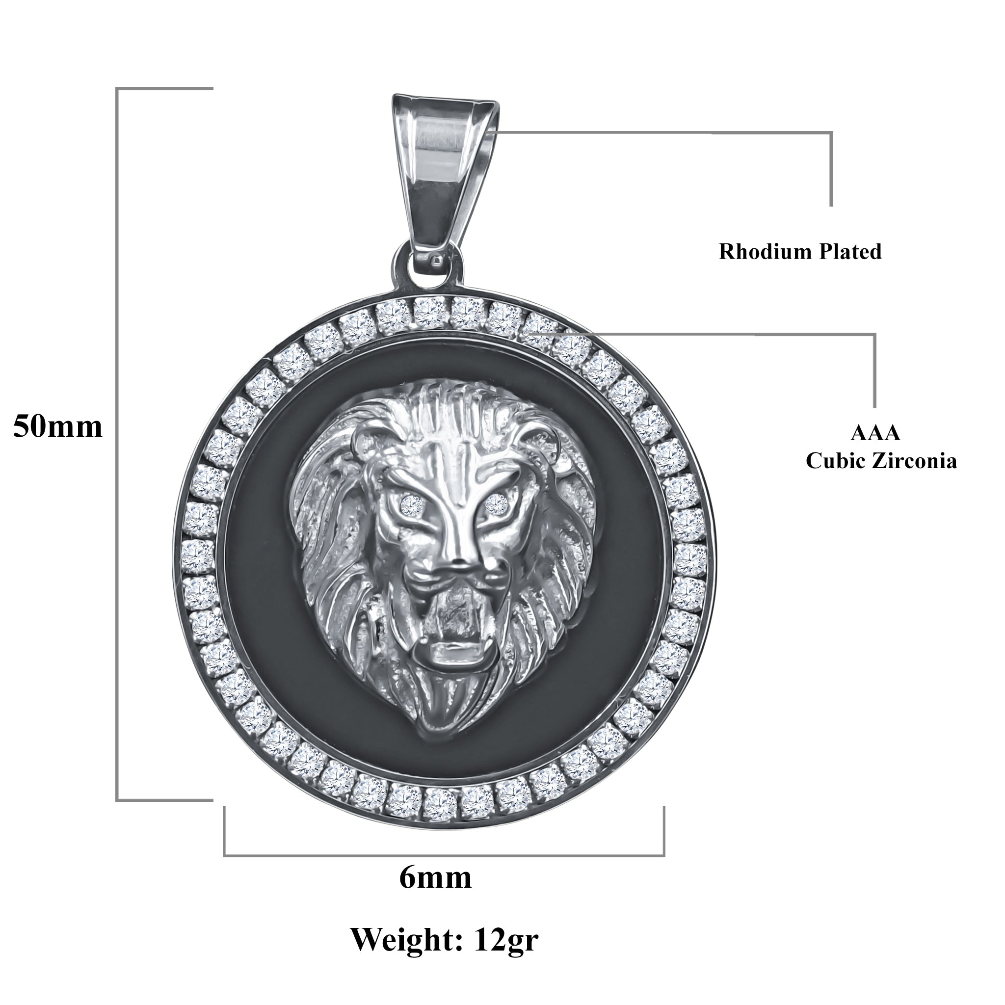 LEON LOCKET I 939901 featuring a cougar pendant with cubic zirconia stones, crafted from stainless steel.
