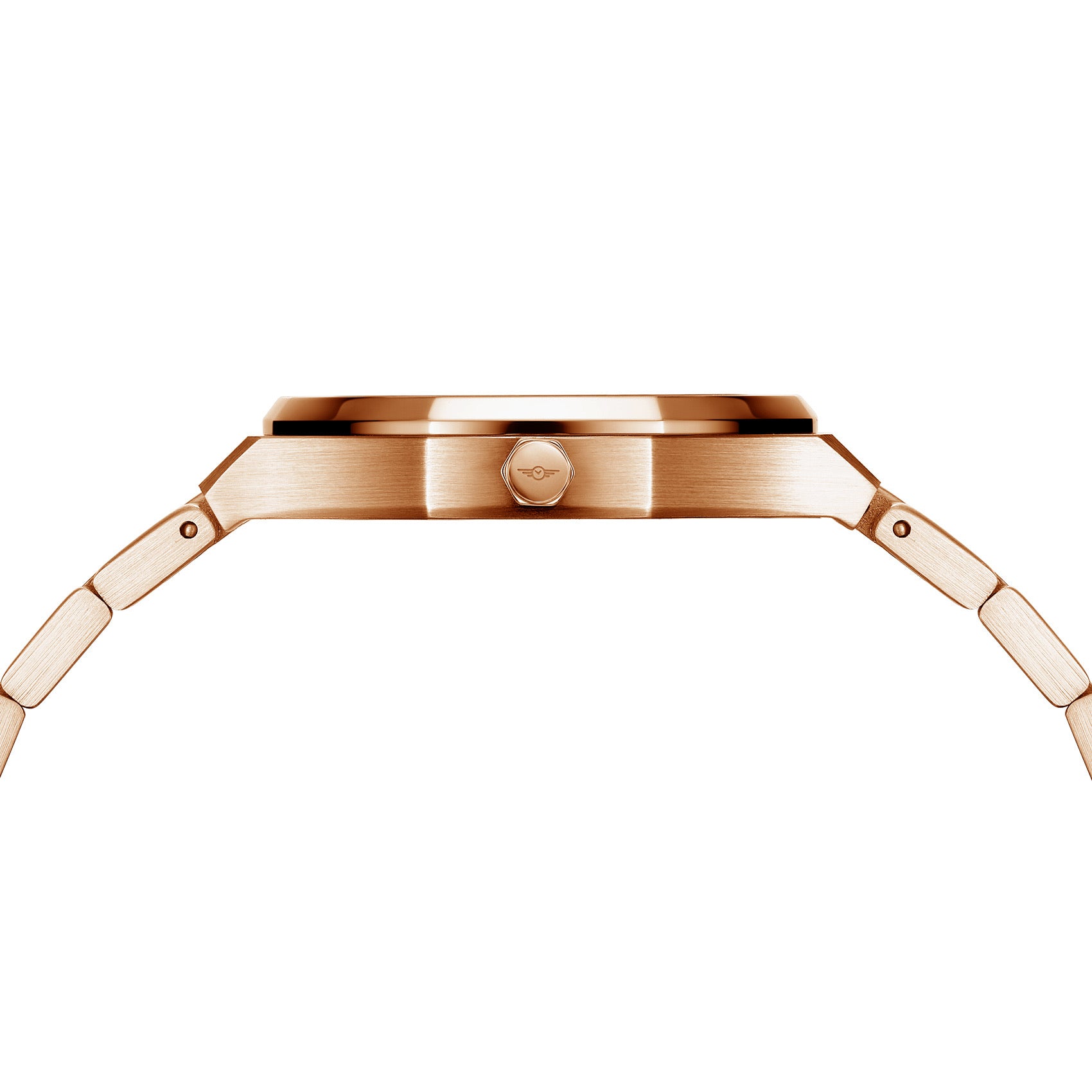 Livia Rose Gold - Smoke watch featuring Roman numerals and a Sunray dial with a multi-link bracelet.