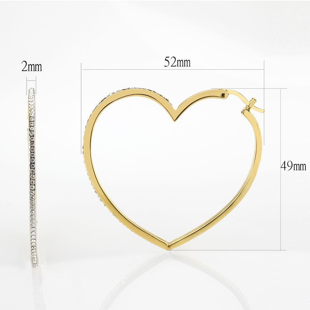 LO1258 Gold Brass Earrings featuring clear top grade crystal centerpiece, elegantly designed for stylish wear.