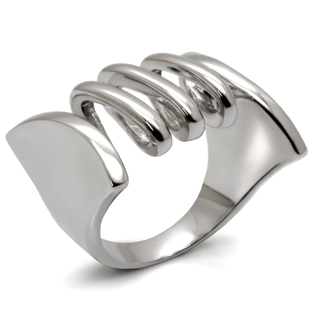 LO1521 Rhodium Brass Ring with a sleek, minimalist design, showcasing its elegant finish and lightweight structure.