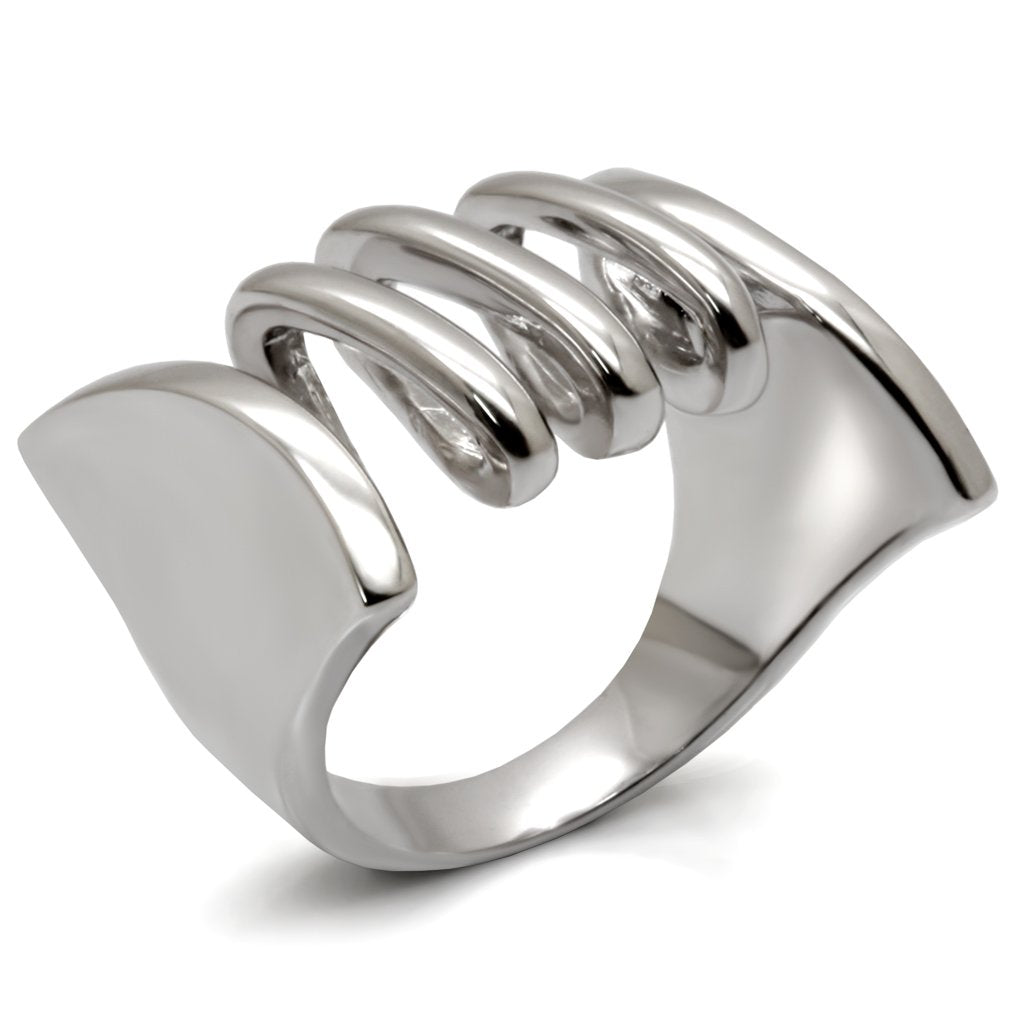 LO1521 Rhodium Brass Ring with a sleek, minimalist design, showcasing its elegant finish and lightweight structure.