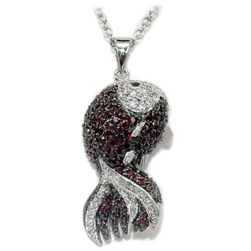 LO1564 Rhodium and Ruthenium Brass Chain Pendant featuring multi-color AAA Grade CZ stone, showcasing elegance and craftsmanship.