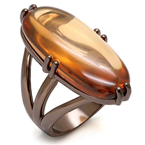 LO1648 Chocolate Gold Brass Ring featuring AAA Grade CZ stone in champagne color, showcasing elegant design and quality craftsmanship.